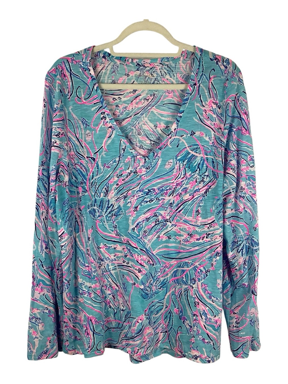 Lilly Pulitzer Etta V-Neckline Long Sleeve Top XL
